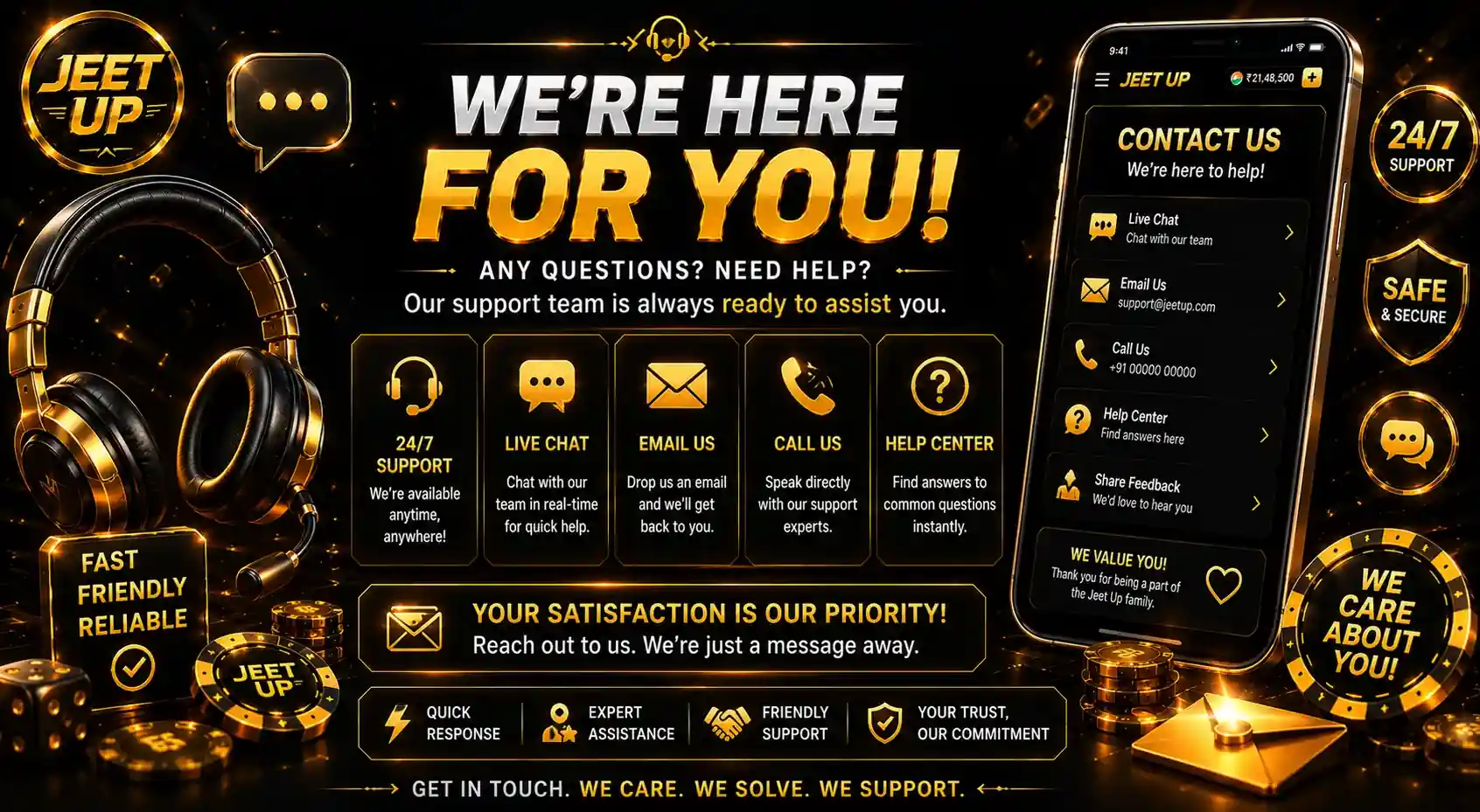 24/7 support with live chat, email and call options available