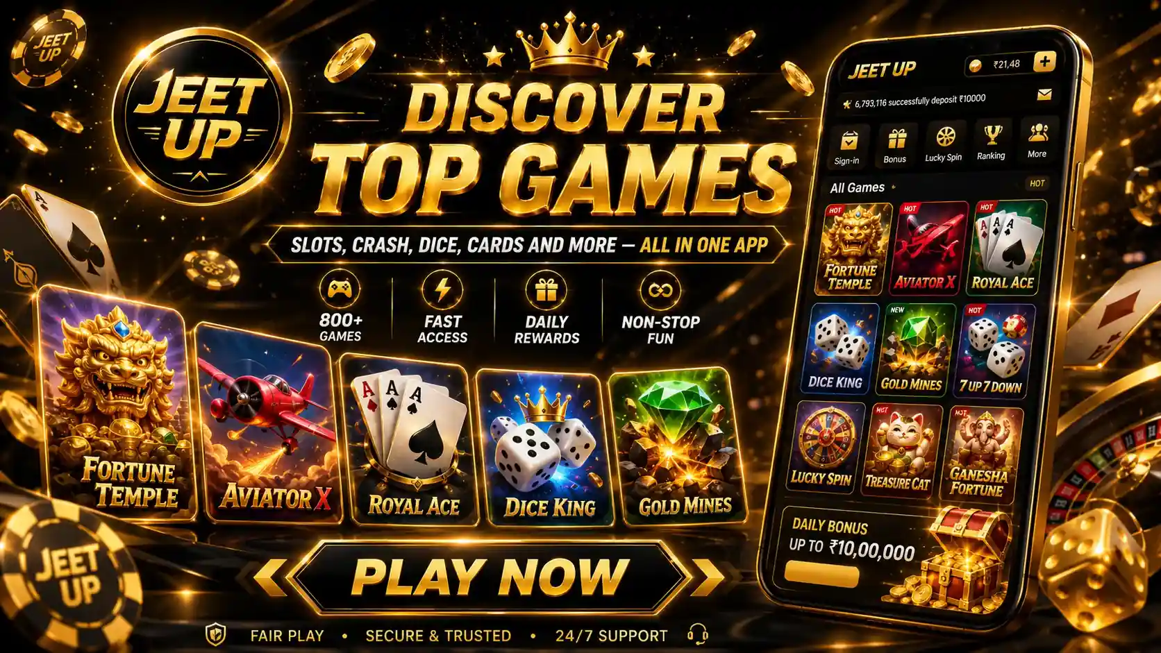 Discover Top Games Jeet Up Play top slots, crash, dice and card games on Jeet Up app